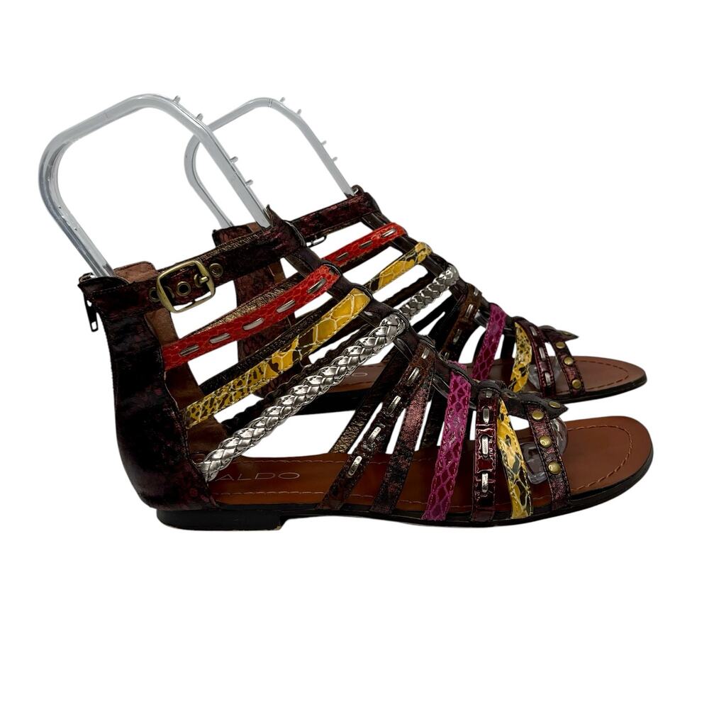 Aldo Rosenberger Gladiator Sandals Size 39 US 8.5 Multi Leather Strappy Flat